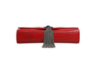 Saint Laurent Kate Tassel Chain Bag in Red Crocodile Embossed Women's Leather (Pre-Loved)