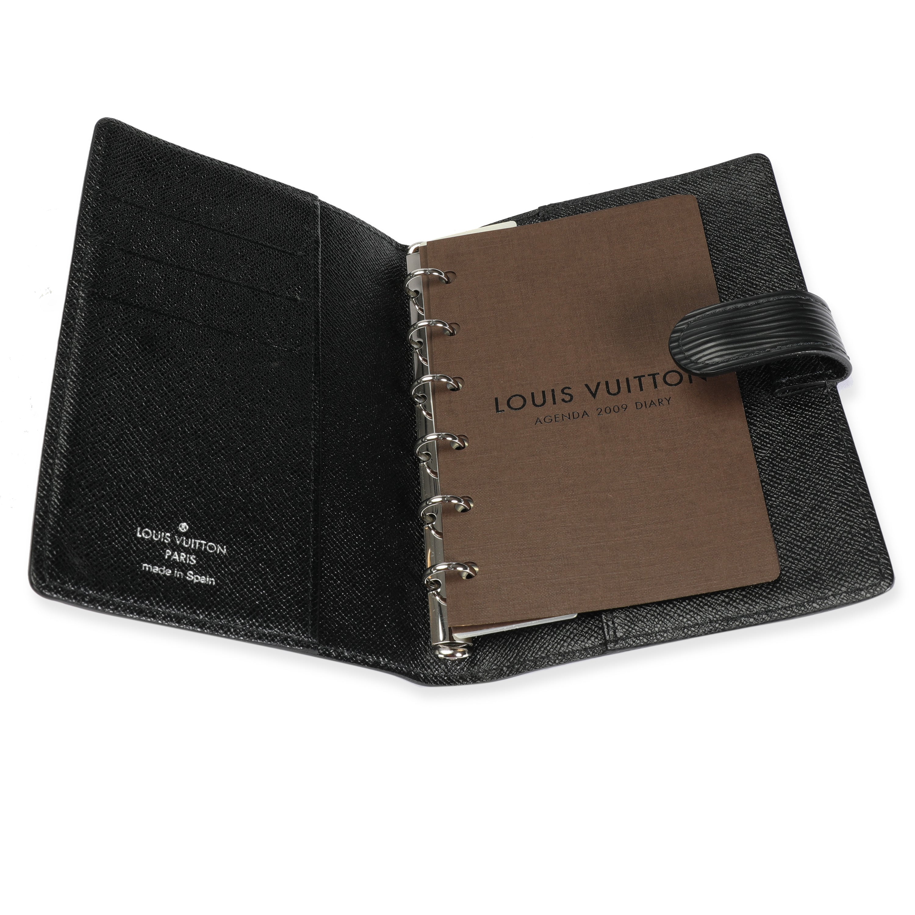 Louis Vuitton Louis Vuitton Black Epi Leather Small Ring Agenda Cover