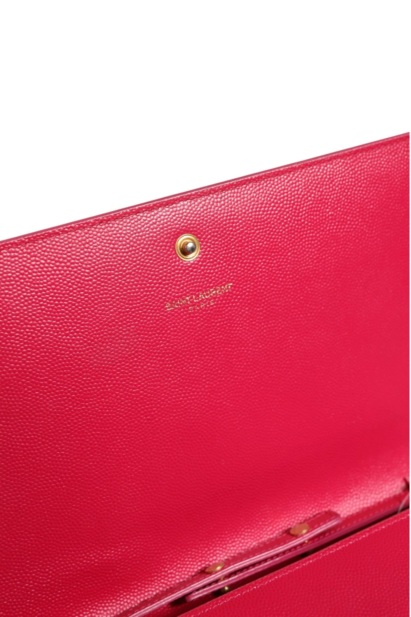 Saint Laurent Red Leather Monogram Wallet on Women's Chain (Pre-Loved)