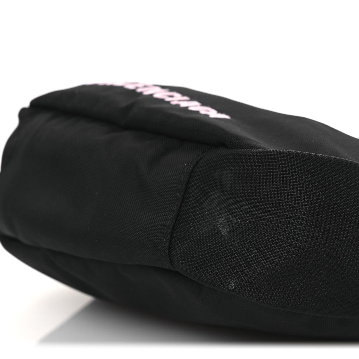 Balenciaga Recycled Sport Nylon Logo Embroidered Wheel Sling Bag Black Pink