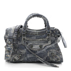 Balenciaga Denim BB Monogram Neo Cagole Handbag XS Blue