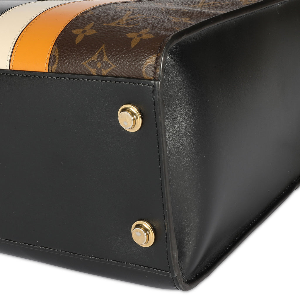 Louis Vuitton Louis Vuitton Black Calfskin & Monogram Canvas City Steamer MM Tote