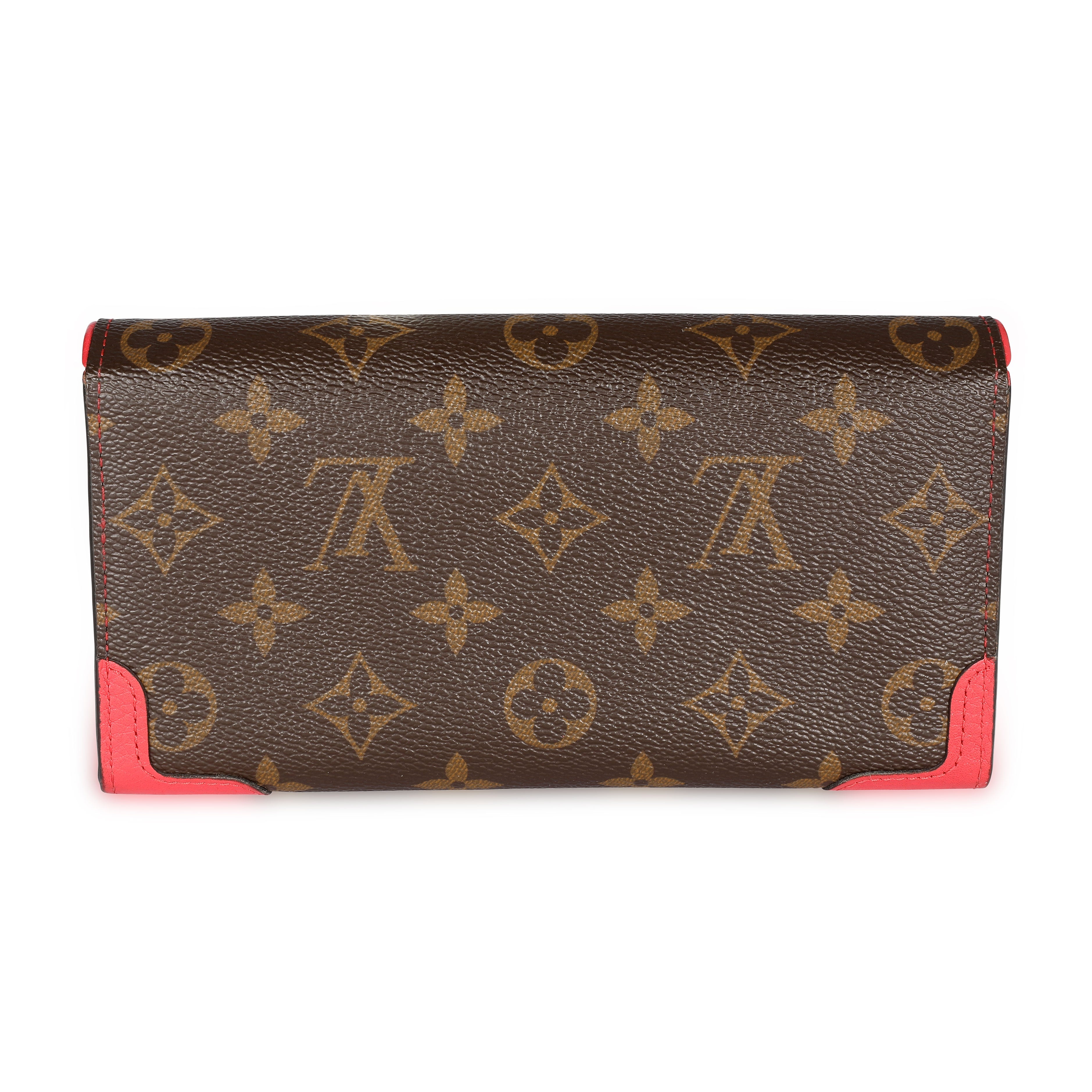 Louis Vuitton Louis Vuitton Poppy Leather & Monogram Canvas  Retiro Sarah Wallet