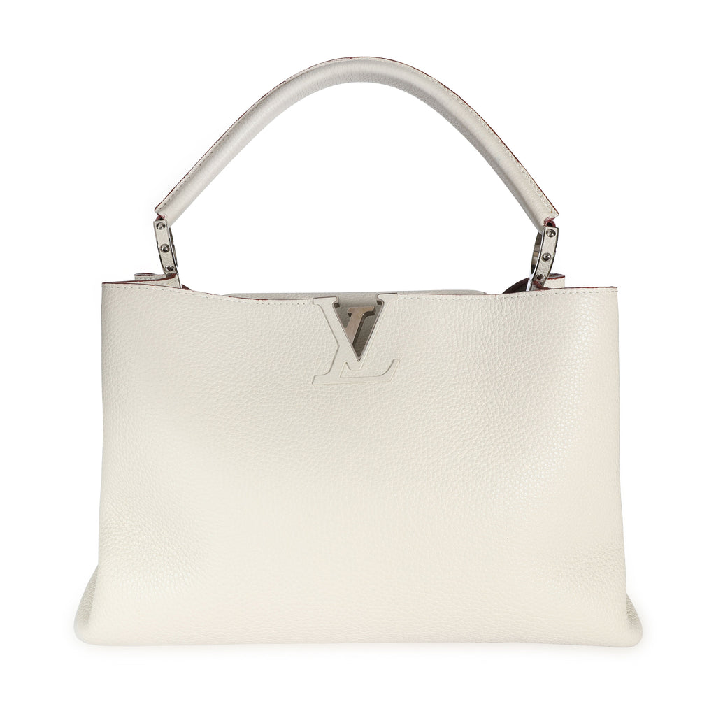Louis Vuitton Louis Vuitton White Taurillon Leather Capucines MM