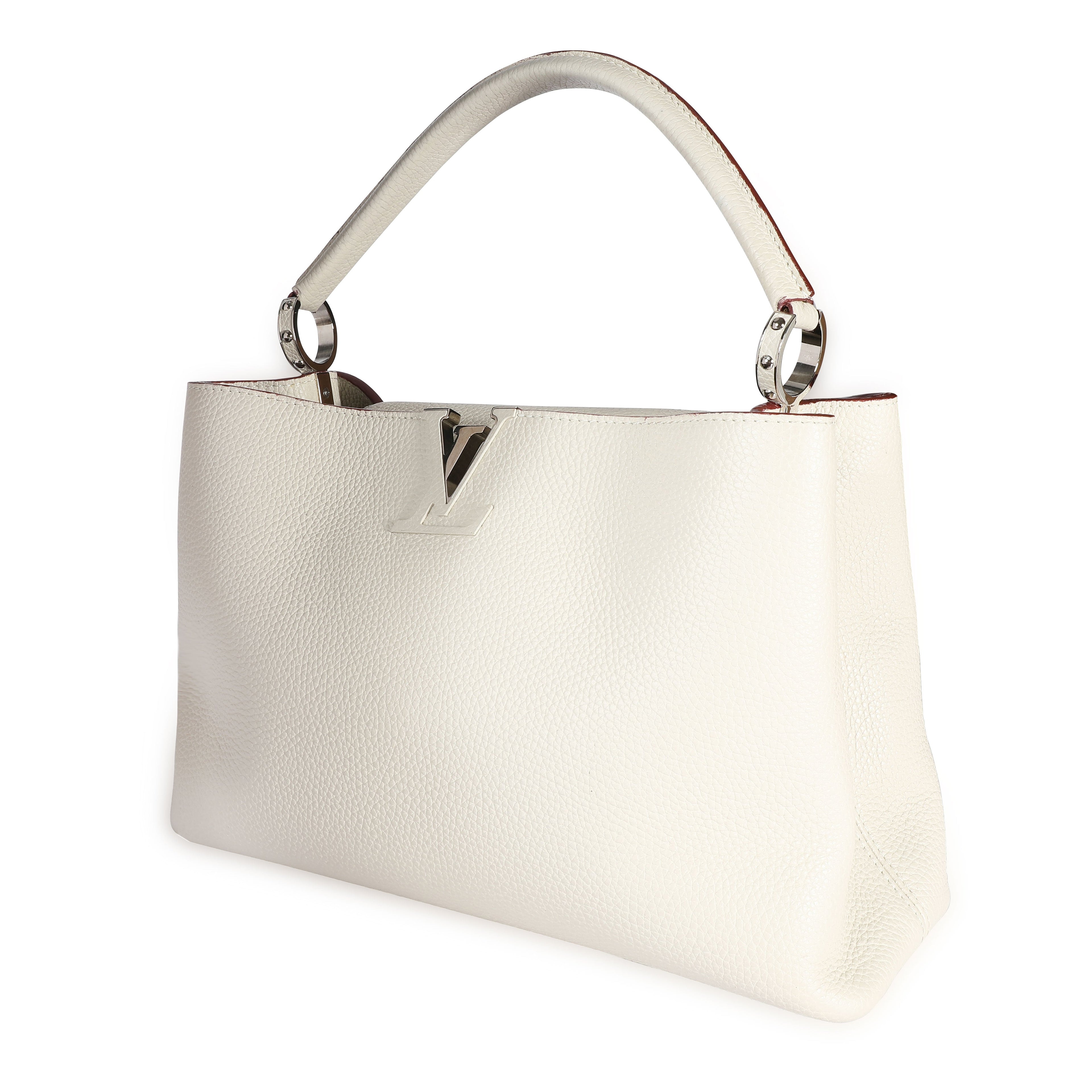 Louis Vuitton Louis Vuitton White Taurillon Leather Capucines MM