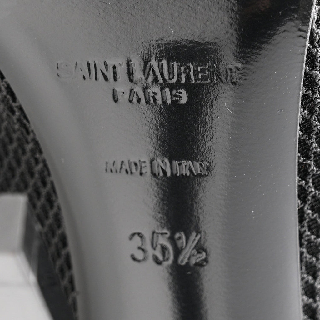 Saint Laurent Elba Applique Tulle Aston 115 Boots 35.5 Black