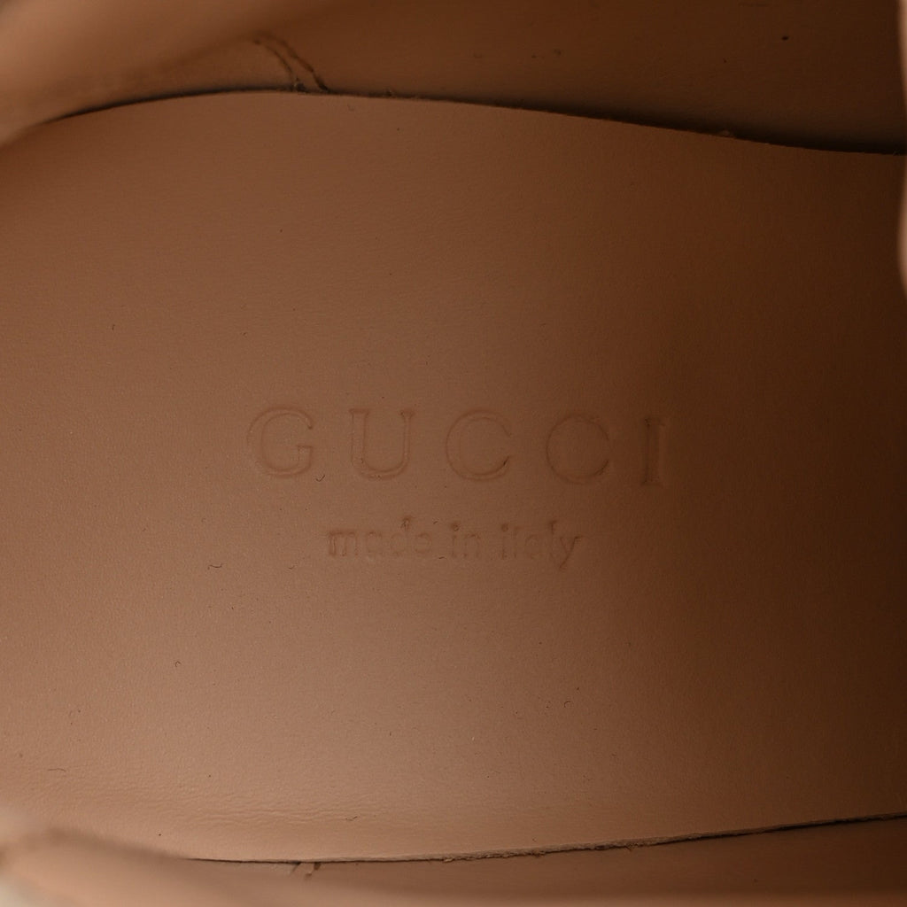 Gucci Calfskin GG Supreme Monogram Nappa Quilted Lace Up Ankle Boots 35 Mystic White Beige