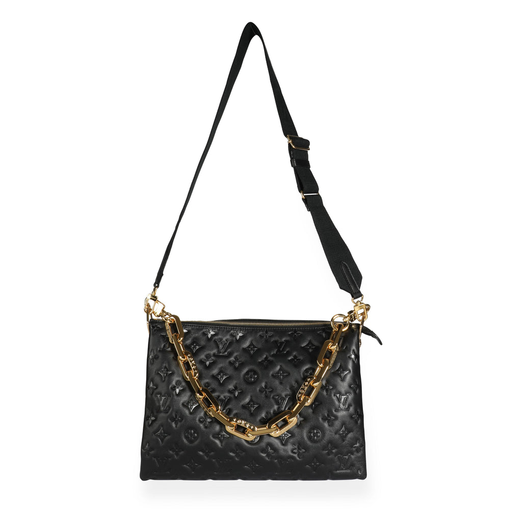 Louis Vuitton Louis Vuitton Black Monogram Embossed Lambskin Coussin MM