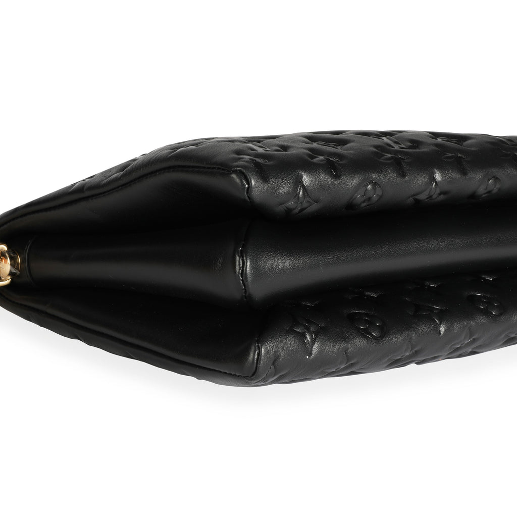 Louis Vuitton Louis Vuitton Black Monogram Embossed Lambskin Coussin MM