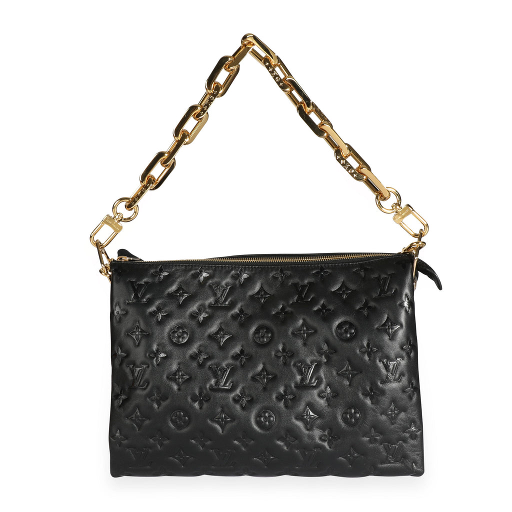 Louis Vuitton Louis Vuitton Black Monogram Embossed Lambskin Coussin MM