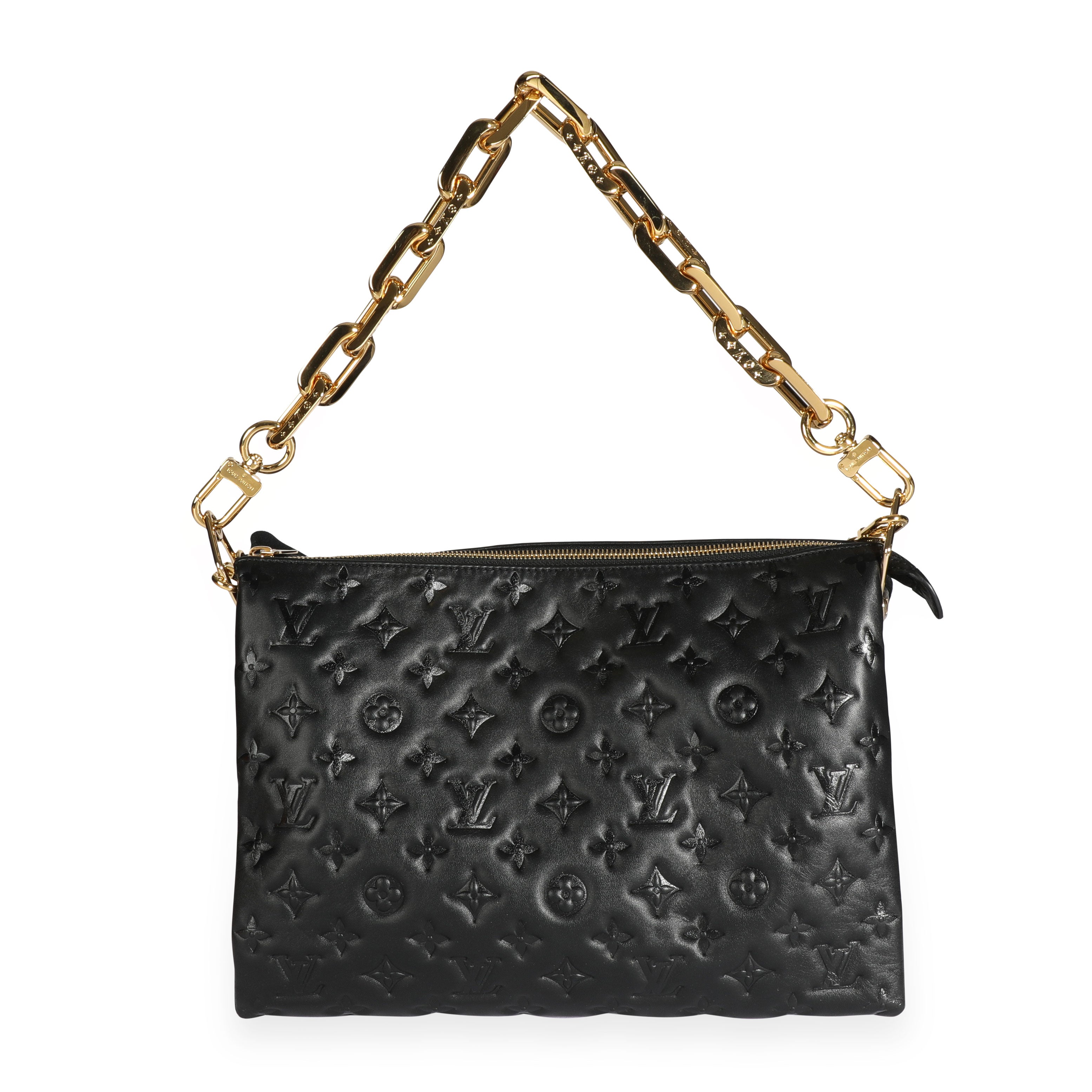 Louis Vuitton Louis Vuitton Black Monogram Embossed Lambskin Coussin MM