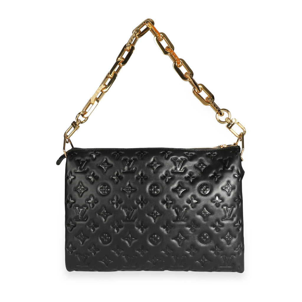 Louis Vuitton Louis Vuitton Black Monogram Embossed Lambskin Coussin MM