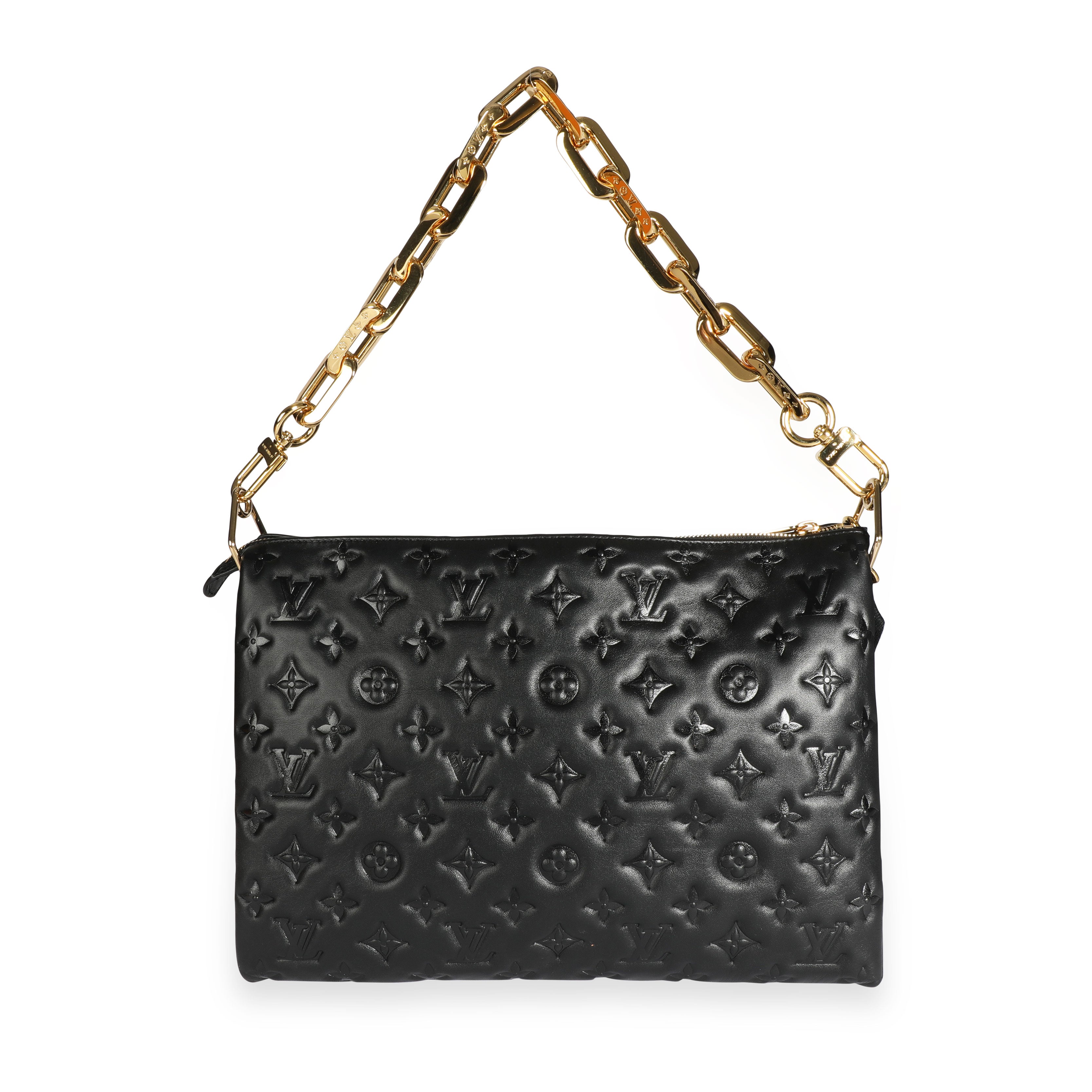 Louis Vuitton Louis Vuitton Black Monogram Embossed Lambskin Coussin MM
