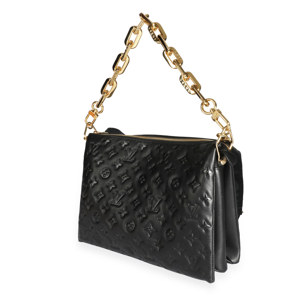Louis Vuitton Louis Vuitton Black Monogram Embossed Lambskin Coussin MM