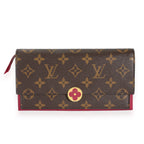 Louis Vuitton Louis Vuitton Monogram Canvas & Aurore Leather Flore Wallet