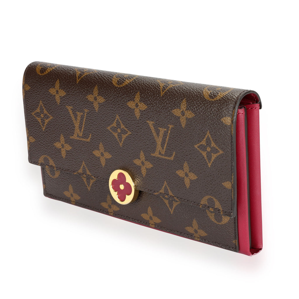 Louis Vuitton Louis Vuitton Monogram Canvas & Aurore Leather Flore Wallet