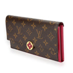Louis Vuitton Louis Vuitton Monogram Canvas & Aurore Leather Flore Wallet