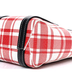 Balenciaga Calfskin Embossed Plaid North-South Small Barbes Shopper Tote Red