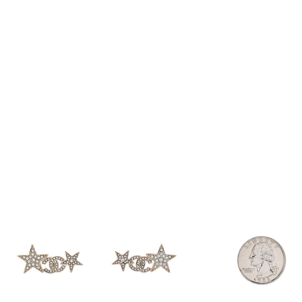 Chanel Crystal Star CC Earrings Gold