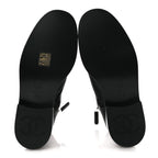 Chanel Calfskin Cap Toe Lace Up Combat Boots 37.5 Black