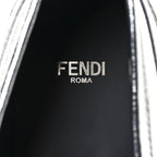 Fendi Metallic Vitello Womens Baguette Loafers 38 Argento