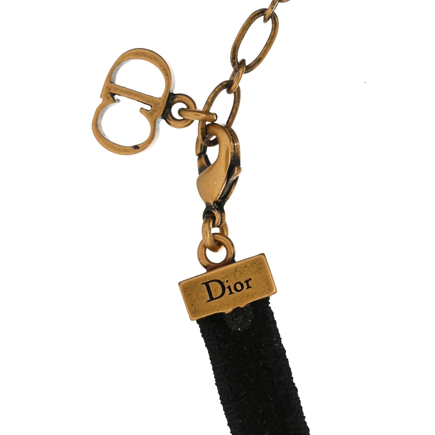 Christian Dior Velvet Ribbon Butterfly Choker Necklace Black