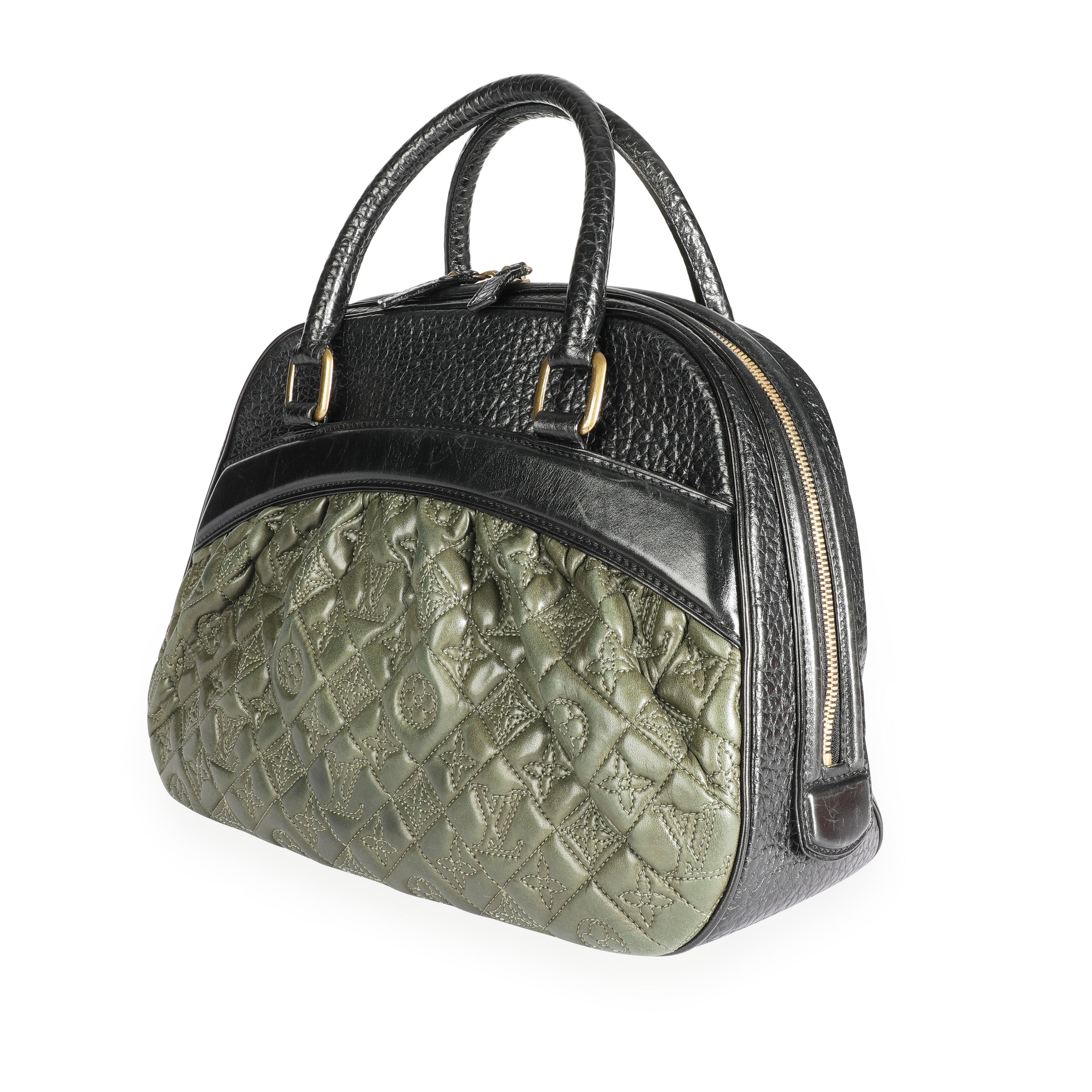 Louis Vuitton Louis Vuitton Olive Monogram Quilted Lambskin & Black Pebbled Leather Mizi Vienn