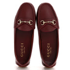 Gucci Soft Clove Calfskin Womens Horsebit Driver Loafers 40 Rosso Ancora