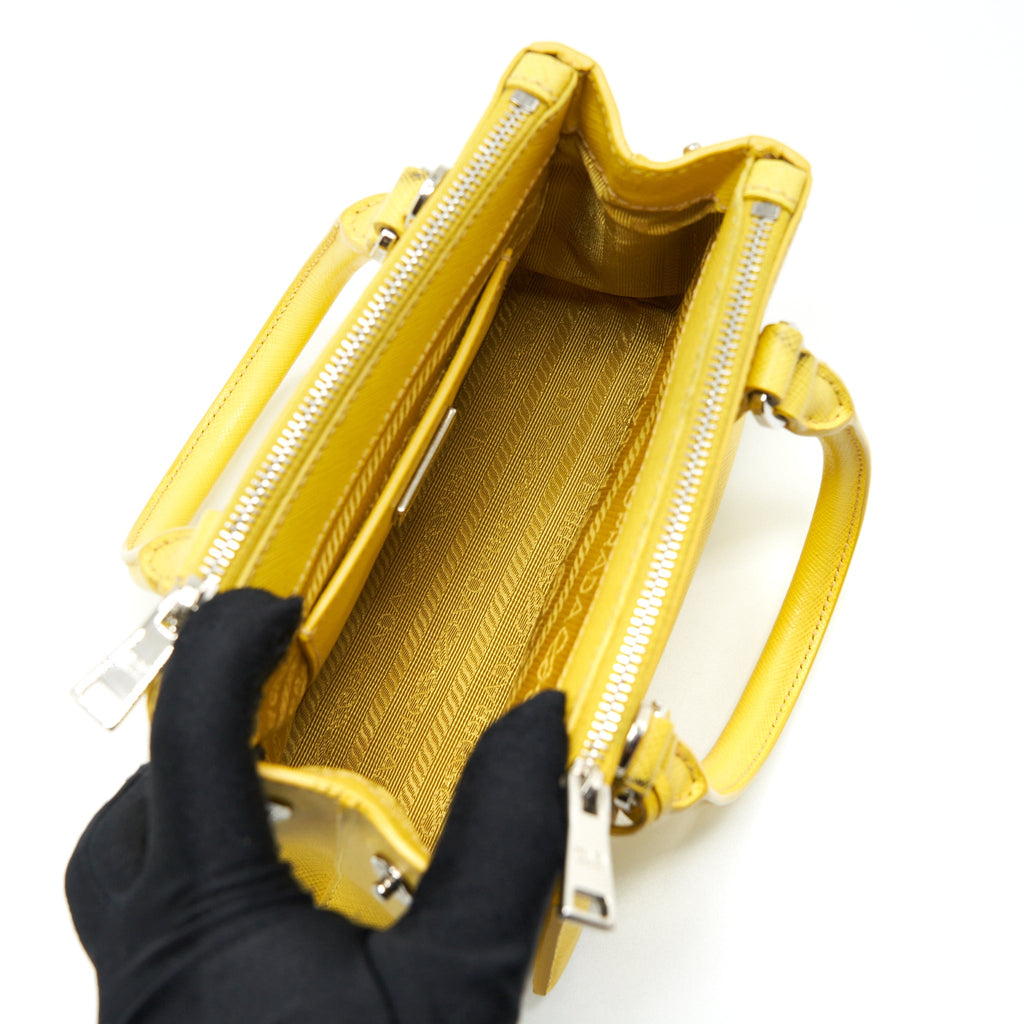 Prada Galleria Mini Tote Saffiano Lux Yellow SHW