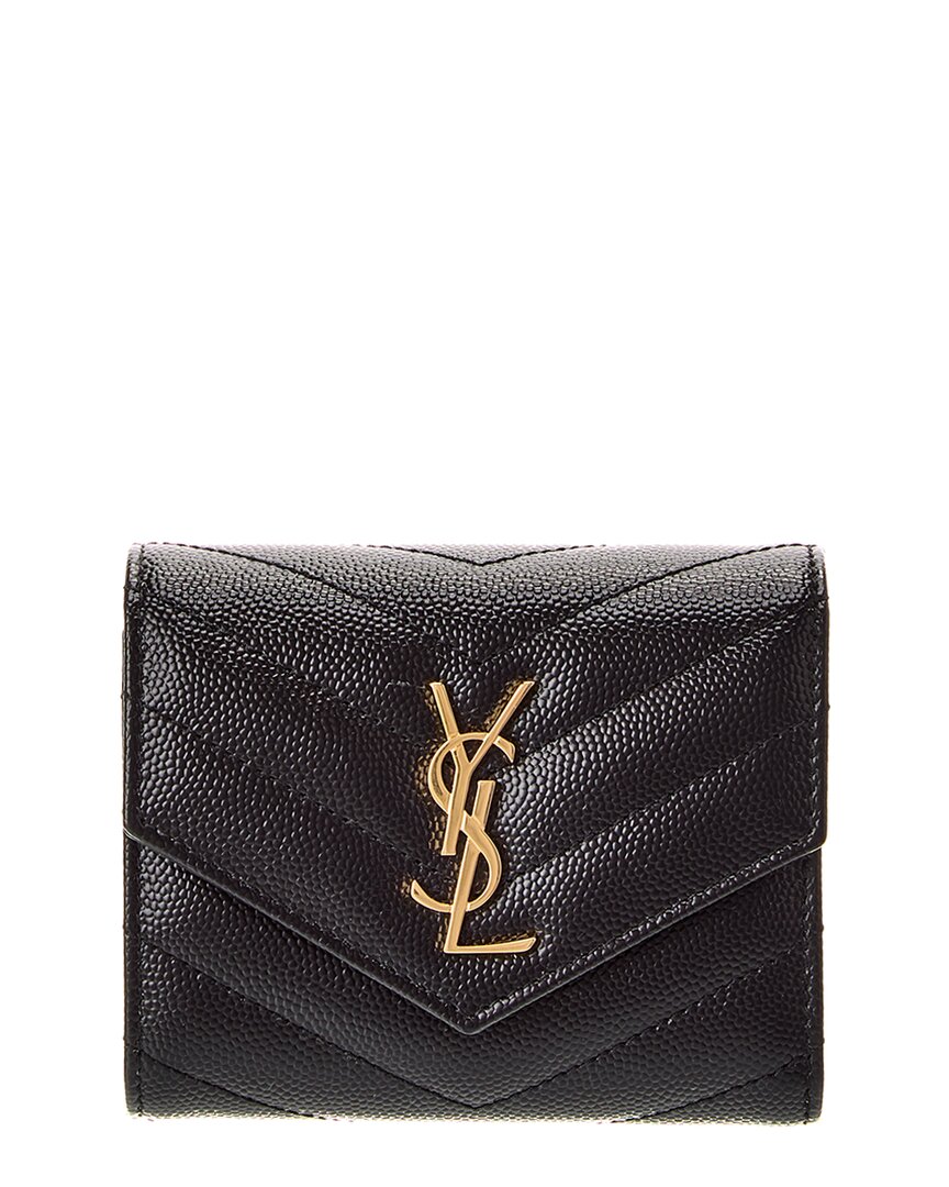 Saint Laurent Cassandre Leather French Wallet, Black