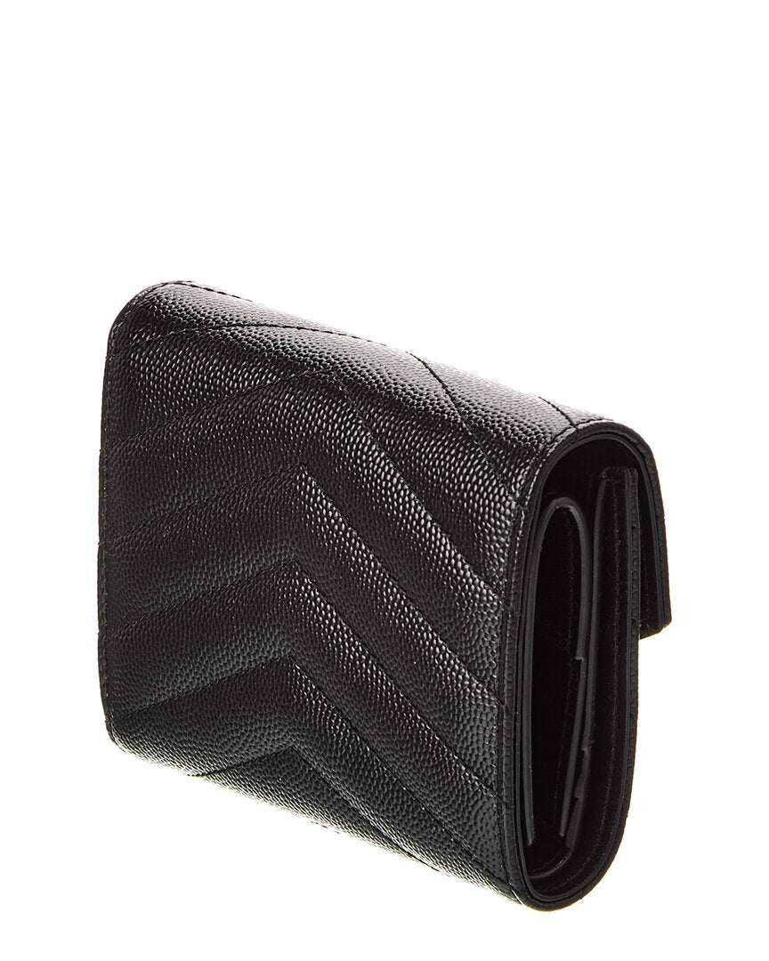 Saint Laurent Cassandre Leather French Wallet, Black