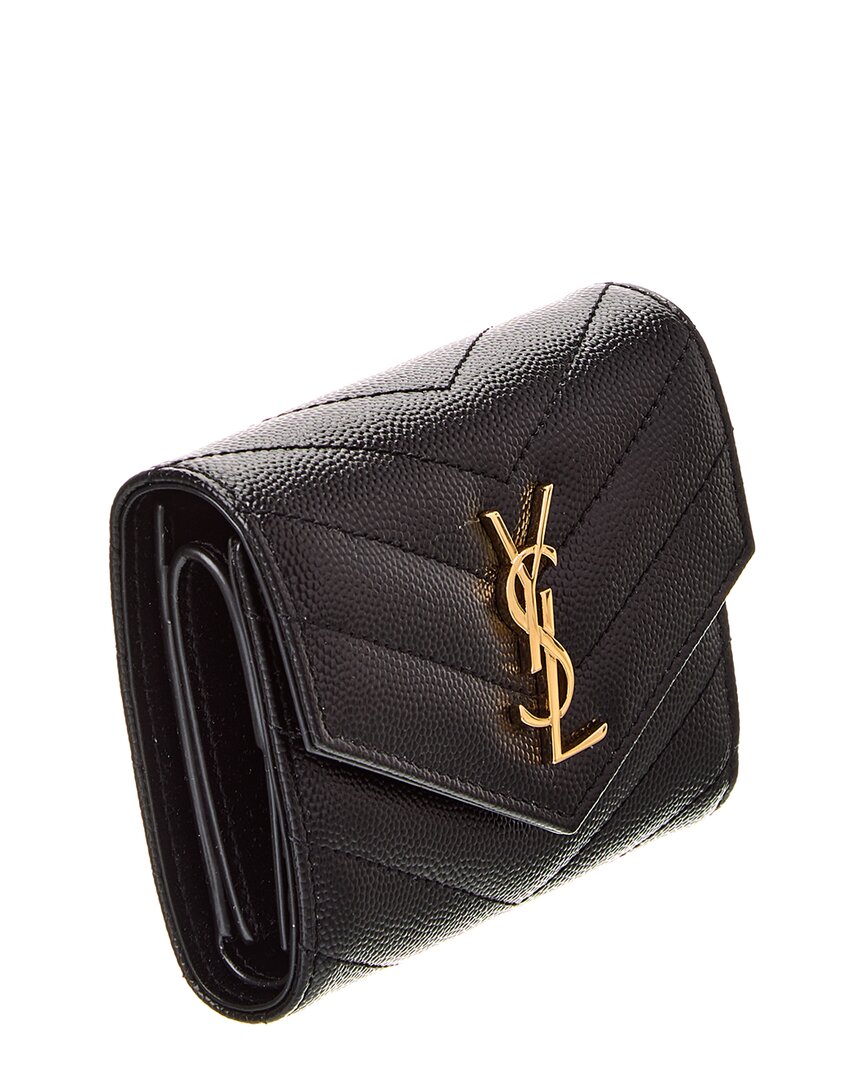Saint Laurent Cassandre Leather French Wallet, Black