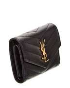 Saint Laurent Cassandre Leather French Wallet, Black