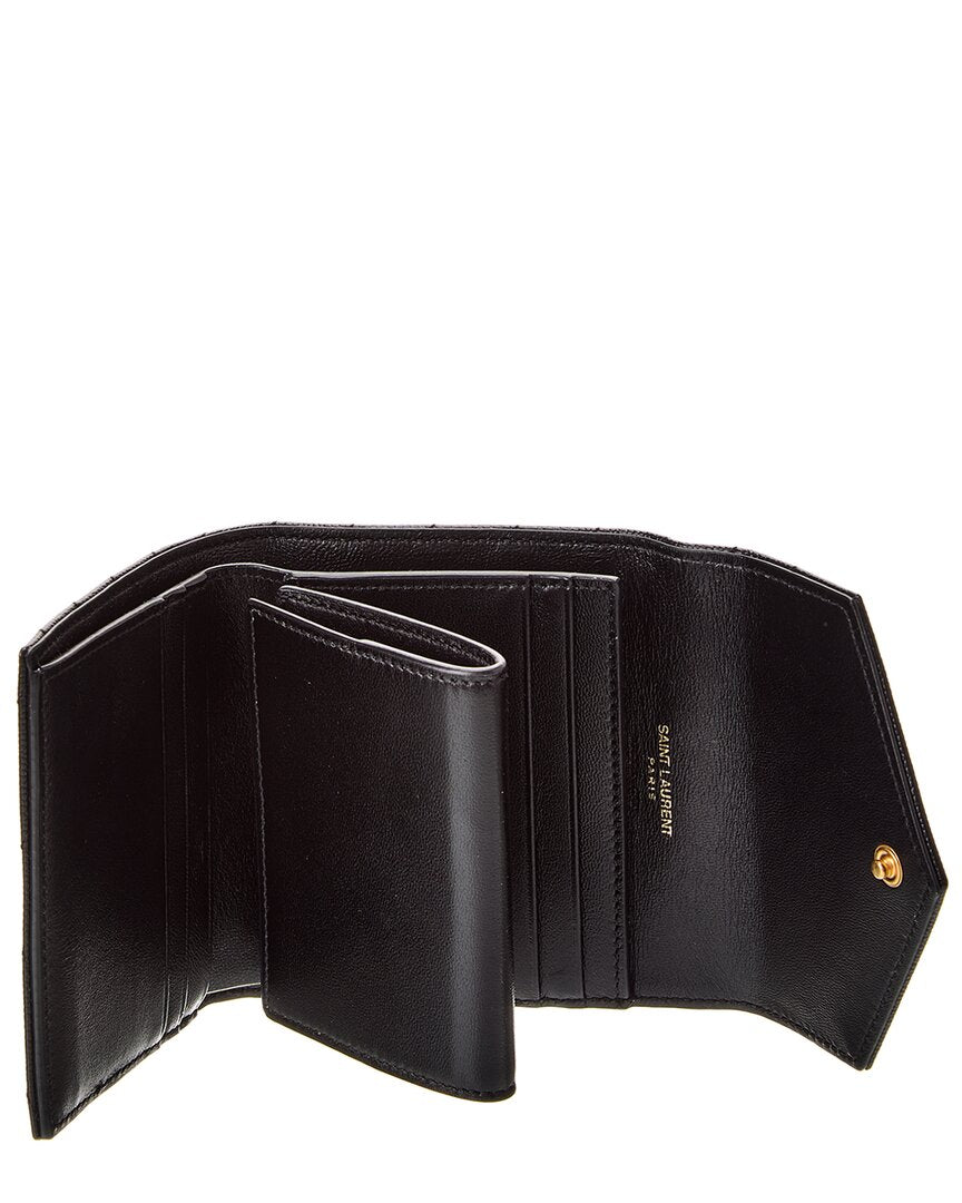 Saint Laurent Cassandre Leather French Wallet, Black
