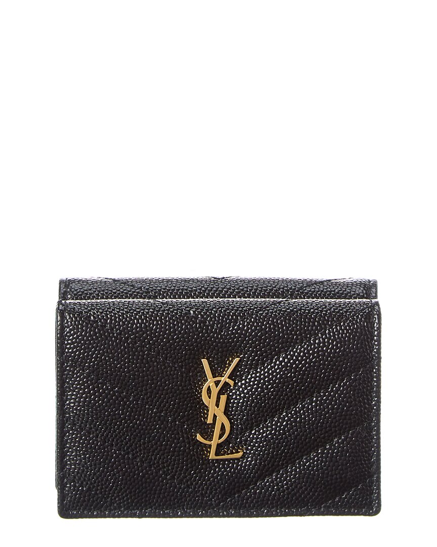 Saint Laurent Cassandra Leather French Wallet, Black