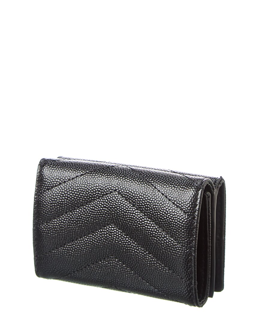 Saint Laurent Cassandra Leather French Wallet, Black