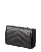 Saint Laurent Cassandra Leather French Wallet, Black