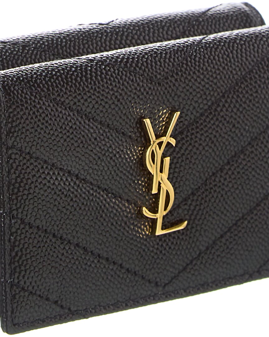 Saint Laurent Cassandra Leather French Wallet, Black