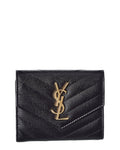 Saint Laurent Monogram Matelasse Leather Trifold Compact Wallet