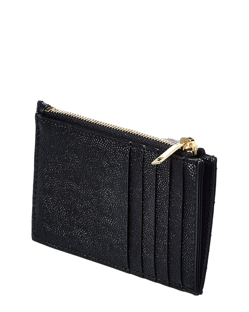 Saint Laurent Logo Plaque Leather Card Holder