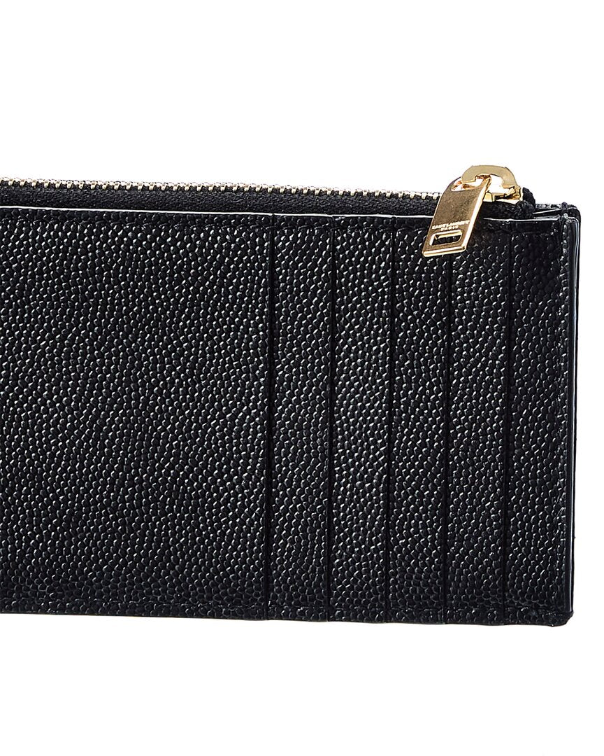 Saint Laurent Logo Plaque Leather Card Holder
