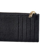 Saint Laurent Logo Plaque Leather Card Holder