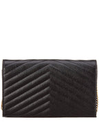 Saint Laurent Monogram Grain De Poudre Leather Wallet On Chain