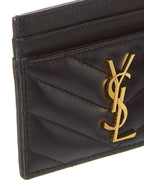 Saint Laurent Monogram Matelasse Lambskin Leather Card Holder