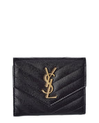 Saint Laurent Monogram Matelasse Leather Trifold Compact Wallet