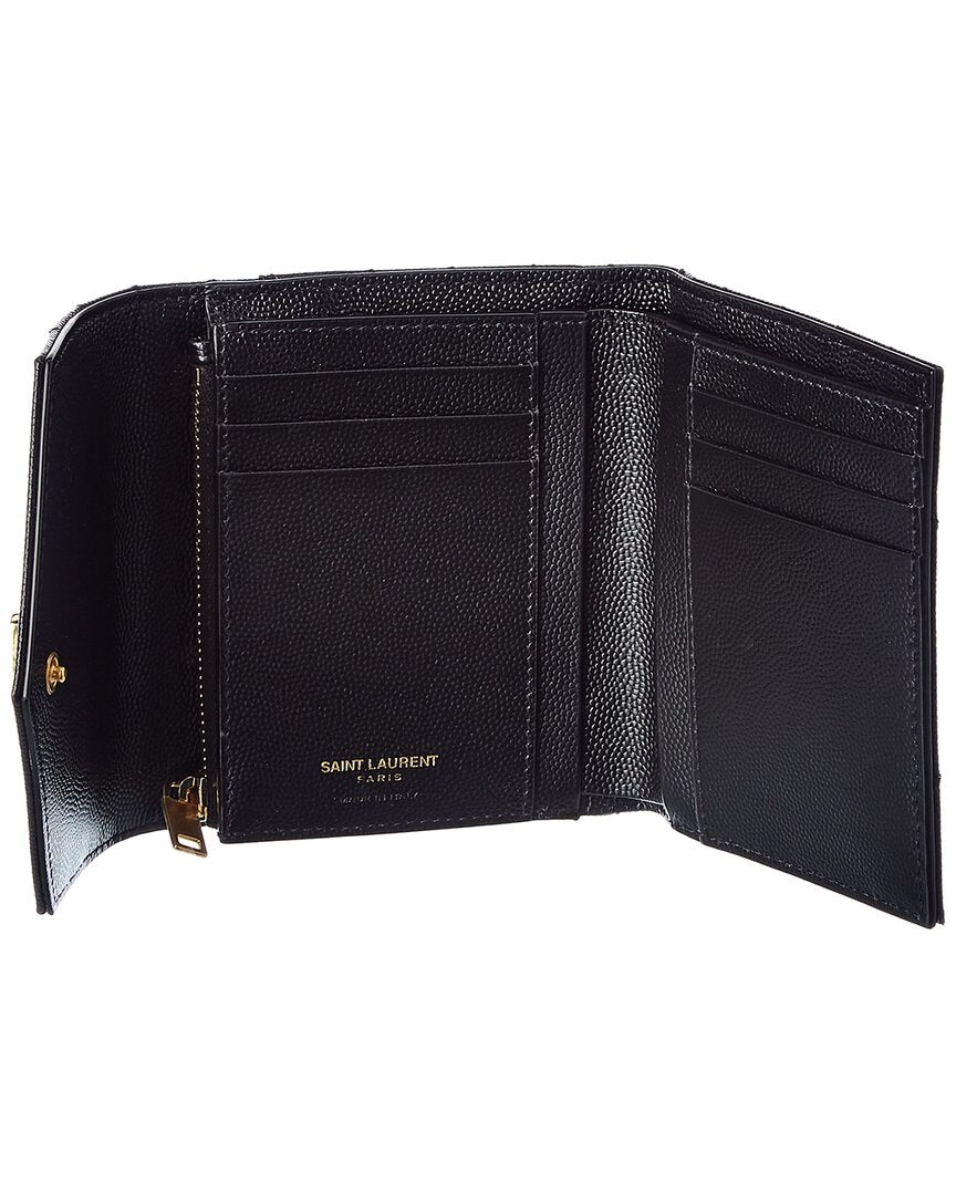 Saint Laurent Monogram Matelasse Leather Trifold Compact Wallet