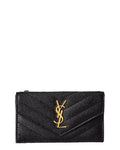 Saint Laurent Monogram Leather Card Holder, Black
