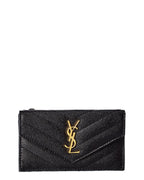 Saint Laurent Monogram Leather Card Holder, Black