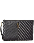 Saint Laurent Monogram Matelasse Leather Document Holder, Black