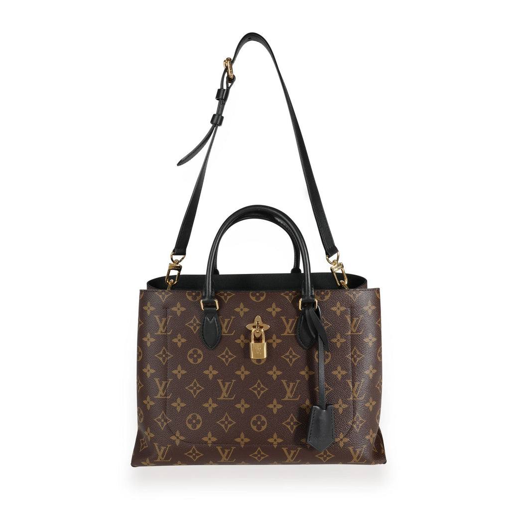 Louis Vuitton Louis Vuitton Monogram Canvas & Black Calfskin Flower Tote